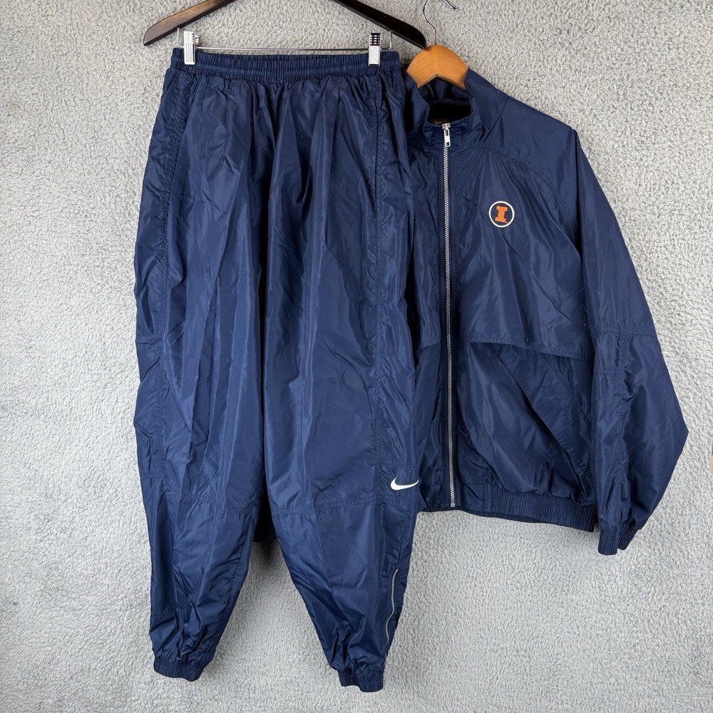 Vtg 90s‎ Nike Track Suit Men Large Navy University of Illinois Illini Basketball